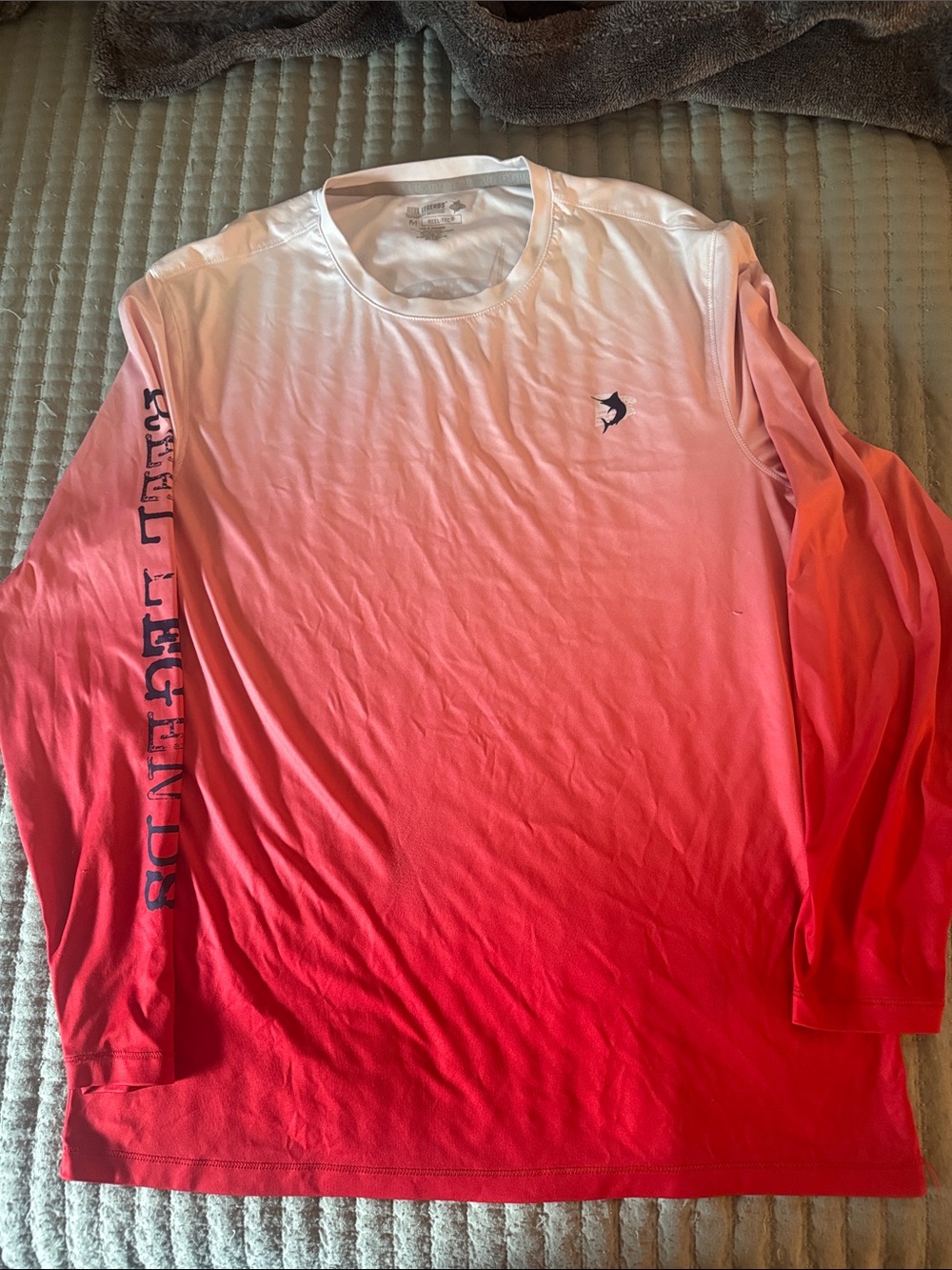Reel Legends Men's Long-Sleeve Ombre Shirt - Red/White